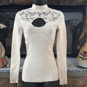 Women’s Boston Proper Elegant Cream Lace Women's Top size Small